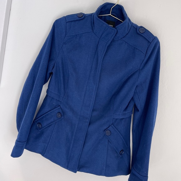 Blue High Neck Long Sleeve Zip Down Jacket Small - Picture 2 of 7